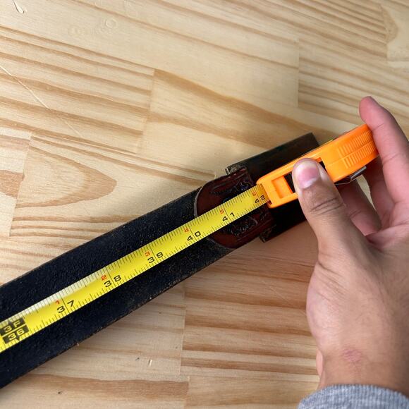 Chevrolet Corvette 1970s Boho Western Stamped Embossed 42" Brown Leather Belt - Picture 4 of 4